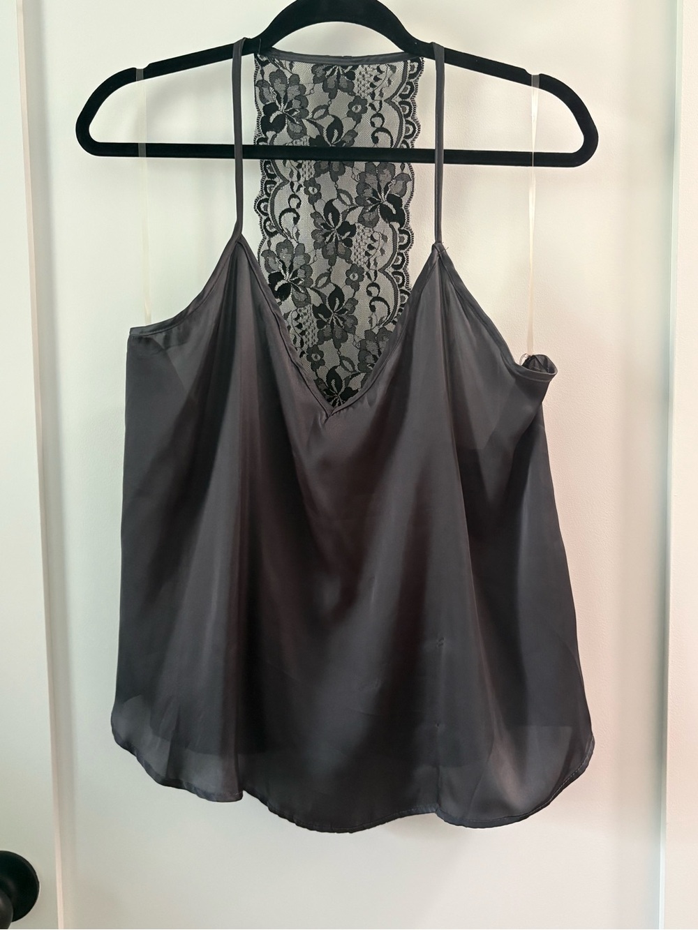 NWT Lace-Back Satin Camisole Tank Top - Black
